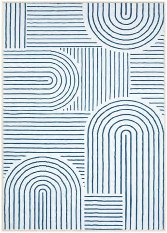 Lahome Abstract Washable Area Rugs 5x7, Soft Blue Rugs for Living Room - Image 7