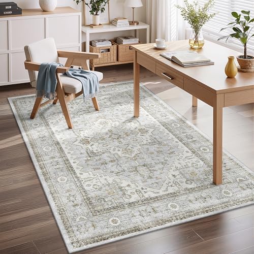 Area Rugs for Living Room 4x6,Non Slip Low Pile Carpet Washable Rugs Blue - Image 6