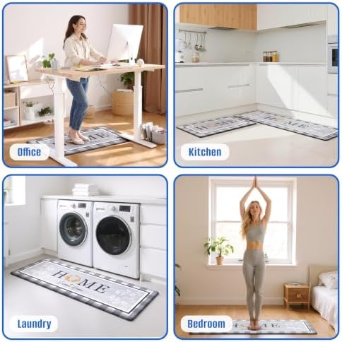 Kitchen Mats 2PCS, Anti Fatigue Rugs, 17.3x30+17.3x47.2in, Grey - Image 6