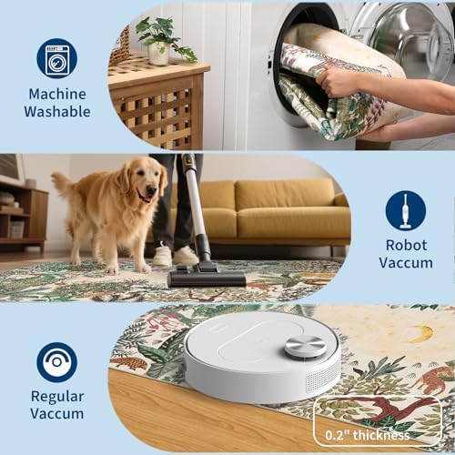 GarveeHome 3x5 Washable Area Rug for Bedroom, Jungle Animal Soft Tiger Rug Non Slip Low Pile Beige Carpet Stain Resistant Throw Rug for Bedside Kids Room Office Dining Room - Image 6
