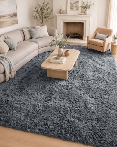 OLANLY 5x7 Machine Washable Large Area Rugs for Living Room, Bedroom, Soft Fluffy Shaggy Bedside Rug, Indoor Floor Carpet for Kids Girls and Boys, Dorms, Nursery, Home Decor Aesthetic, Grey - Image 5