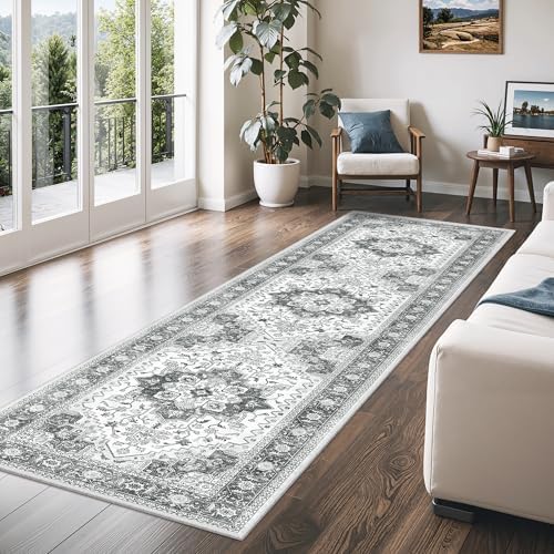 Washable 2x6 Hallway Runner Rug Grey,Vintage Kitchen Rug Entryway Carpet - Image 3