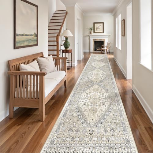 zesthome 2x10 Runner Rug Non Slip,Washable Hallway Runner Rug,Beige - Image 3