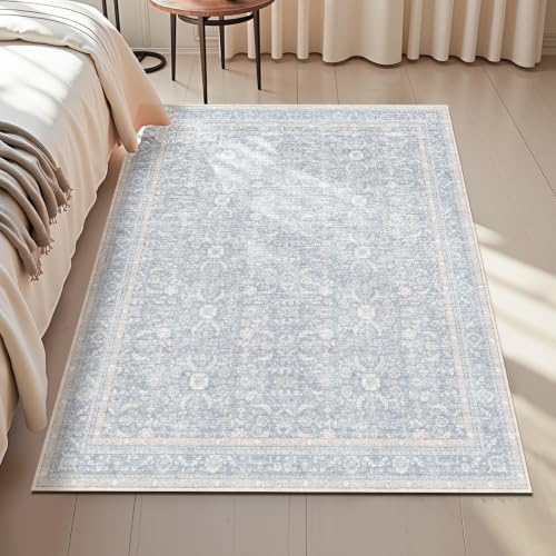 OPPODREAM Vintage Light Blue Area Rugs 3x5, Washable Rug for Living Room by OPPODREAM