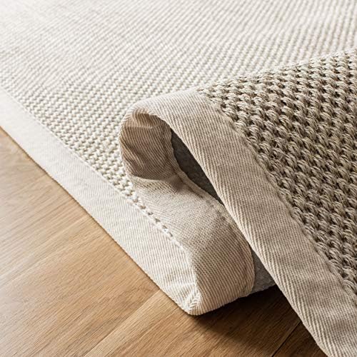 SAFAVIEH Natural Fiber Round Rug 9' Textured, Marble & Beige NF143C - Image 5