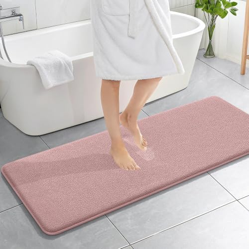 OLANLY Memory Foam Bathroom Runner Rugs 59x20, Long Bath Mats, Dusty Rose by OLANLY