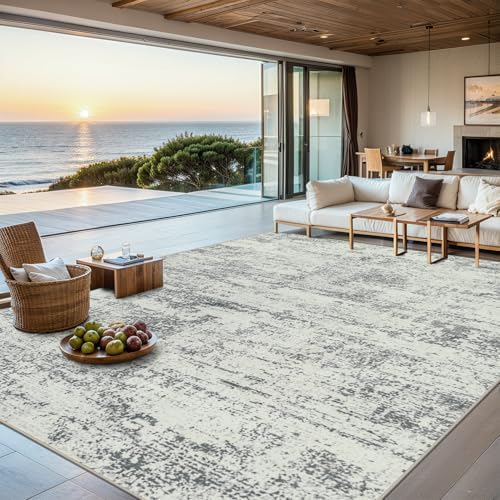PLHXFR Area Rug Living Room: 5x7 Modern Abstract Washable Carpet Grey - Image 2