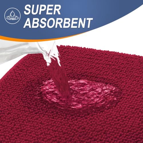 OLANLY Memory Foam Small Bathroom Rugs 24x16, Absorbent Bath Mat, Burgundy - Image 3