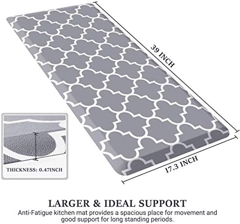 WISELIFE Kitchen Mats and Rugs Cushioned Anti-Fatigue, 17.3"x 39", Grey - Image 2