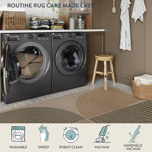 Lahome Modern Rainbow Easy Jute Rug, Washable 5x7 Area Rugs for Living Room Black Farmhouse Dining Room Rug, Contemporary Natural Throw Mat Non Slip Floor Carpet for Office RV Patio - Image 5