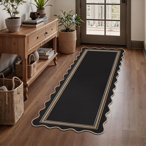 Zeeinx Easy Jute 2x6 Kitchen Runner Rug Scalloped Runner Rug by Zeeinx