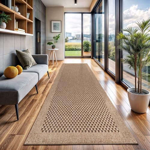 CAMILSON Indoor and Outdoor Runner Rug Natural Sisal Boho Woven Design Easy-Cleaning Non Shedding Fiber Living Room Bedroom Garden Patio and Kitchen Washable Outside Carpet Alfombras (2x7) by CAMILSONIndoorOutdoorAreaRugs