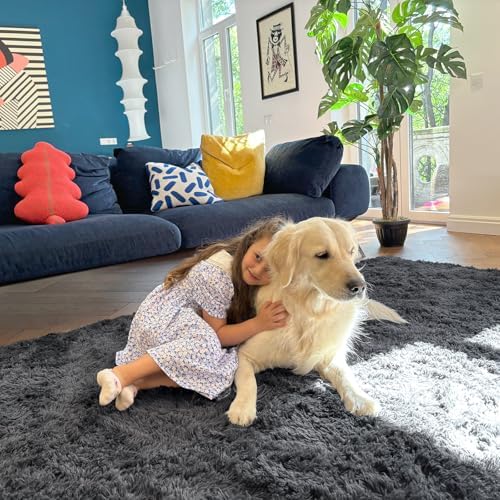 OLANLY 5x12 Machine Washable Large Area Rugs for Living Room, Bedroom, Soft Fluffy Shaggy Bedside Rug, Indoor Floor Carpet for Kids Girls and Boys, Dorms, Nursery, Home Decor Aesthetic, Grey - Image 5