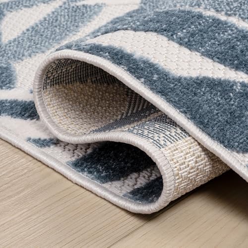 JONATHAN Y Tropics Palm Leaves Indoor Outdoor Area Rug 4X6 Cream/Dark Blue - Image 4