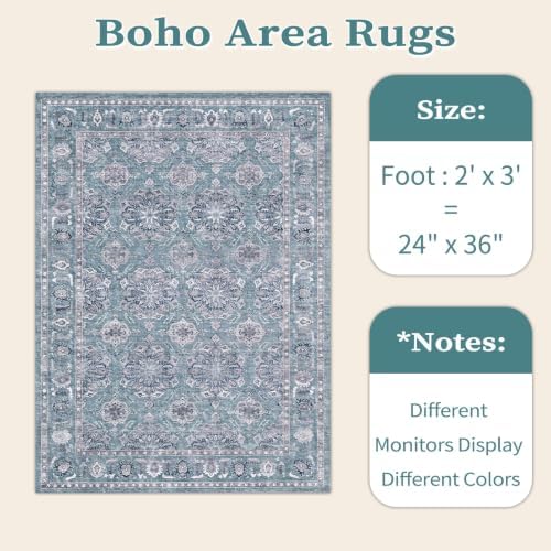 SERISSA 2x3 Washable Non Slip Floral Boho Small Area Rug for Entryway - Image 6