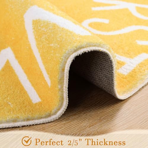 Topotdor Round ABC Area Rug,63 Inch Soft Floor Carpet,Yellow - Image 4
