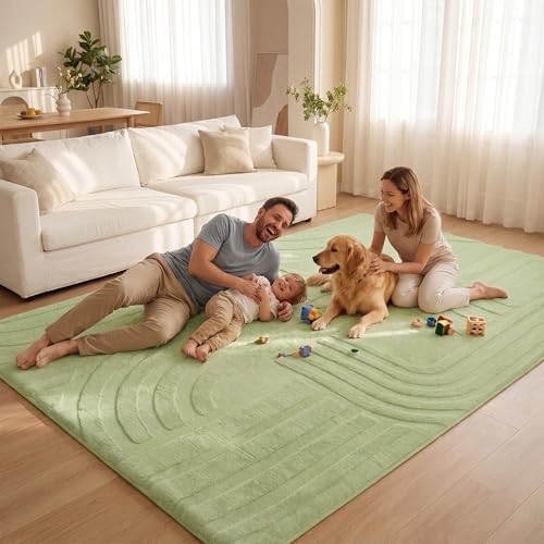Huloo Sleep Baby Mat for Floor,Extra Large 6'7" x 13'2" Play Rug,Sage Green - Image 6
