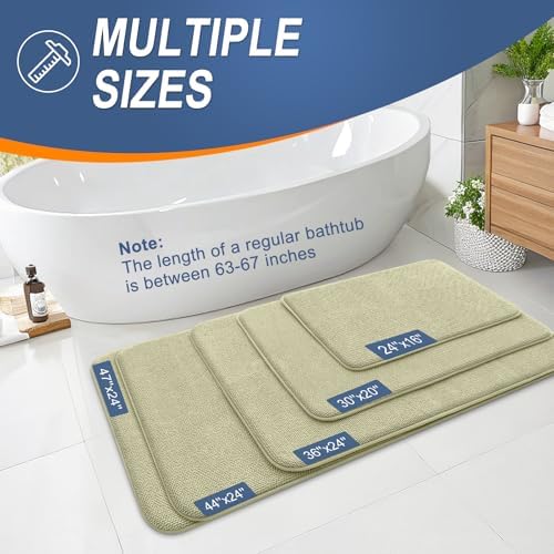 OLANLY Thick Memory Foam Bathroom Rugs 36x24, Absorbent Bath Mat, Vanilla - Image 5