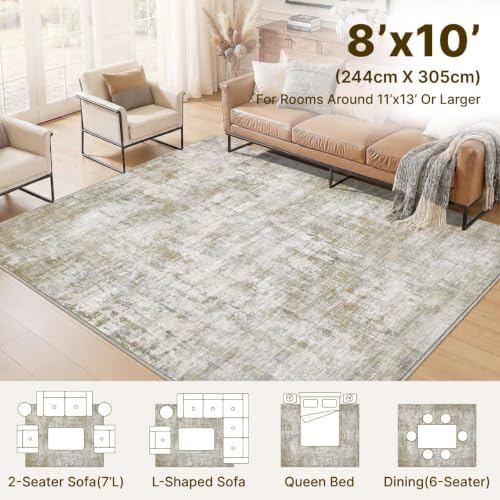 8x10 Area Rugs Washable Abstract Rug for Living Room Bedroom - Image 2