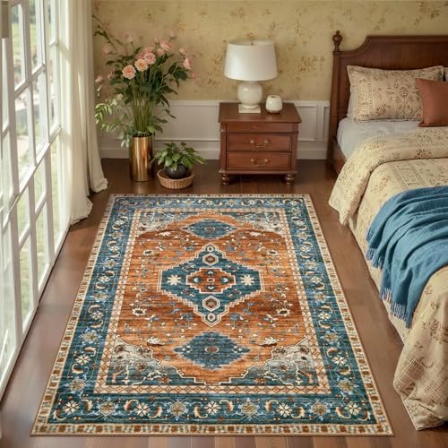 Tangsoo Oriental 3x5 Washable Area Rugs, Boho Non Slip Accent Rug by Tangsoo