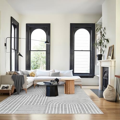 Lahome Abstract Gray Area Rug 6x9, Soft Grey Washable Rugs for Living Room - Image 5