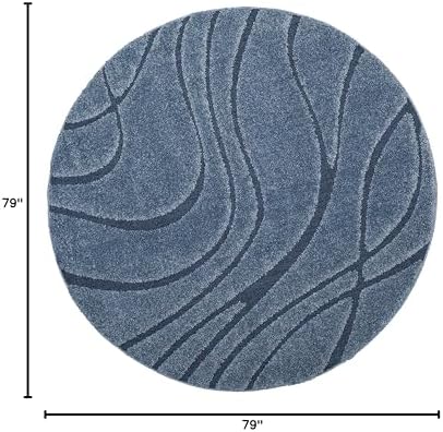 SAFAVIEH Florida Shag Round Rug 6'7", Soft Light Blue & Blue SG471-6065 - Image 2