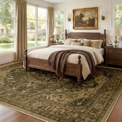 RELEANY Washable Area Rug, 8'x10', Brown/Dark Brown - Image 4