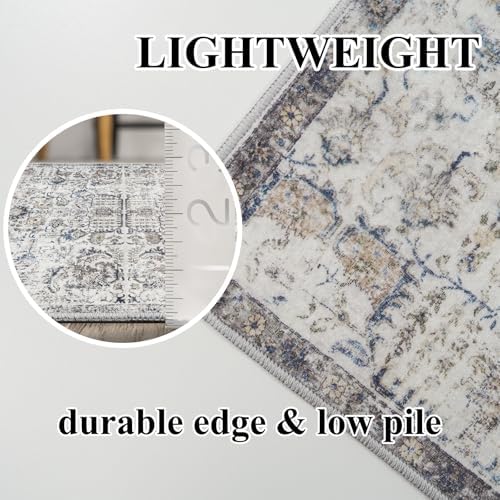 RUUGME Washable Area Rug 2x3 - Vintage Kitchen Rugs Stain Resistant Rugs for Living Room Bedroom Laundry Room Mat Distressed Rug Hallway Floor Carpet Runner for Bathroom 2'x3' Grey/Brown/Blue - Image 6