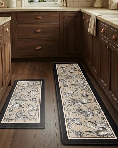 LUMI Kitchen Mats for Floor Set of 2 Cushioned Anti Fatigue, 17x30+17x59 by LUMI