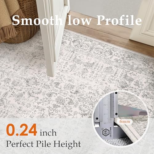 PureCozy Gray Runner Rug 3x12 Vintage Floral - Image 5