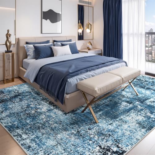 Stiio 5x7 Area Rugs for Living Room, Washable Blue Large Rug - Image 2