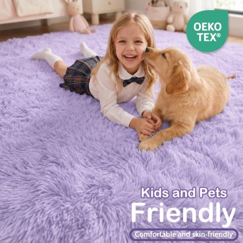 Fluffy Soft Purple Rug 5x7 Ft, Shaggy Rugs for Girls Bedroom Living Room - Image 4