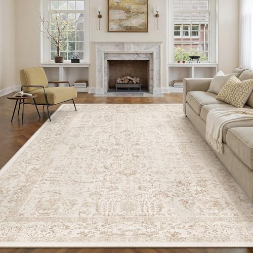 PureCozy Beige Area Rug 7x9 Vintage Floral - Image 3
