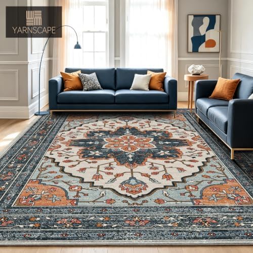 YARNSCAPE 6' x 9' Machine Washable Area Rug, Non-Slip Low-Pile Carpet - Image 5