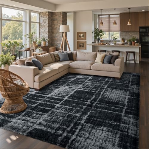 6x9 Ft Large Shag Rugs for Living Room Decor, Tie-Dyed Ultra Soft Fluffy Furry Area Rugs for Bedroom Indoor Floor, Aesthetic Carpet for Kids Home (Grey) - Image 3