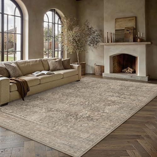 HUGEAR Area Rugs 9x12 Light Brown Vintage Rug for Living Room - Image 2