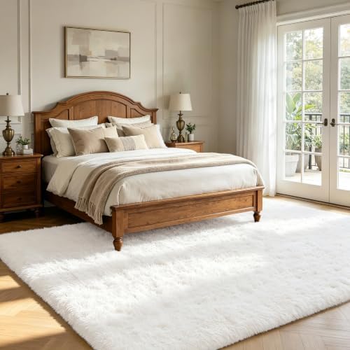 10X14 Large Area Rugs for Living Room Bedroom,White Big Shag Rug for Bedroom Dorm,Soft Fluffy Indoor Carpet Plush Rugs for Living Room Home Decor (White, 10X14 Feet) - Image 5