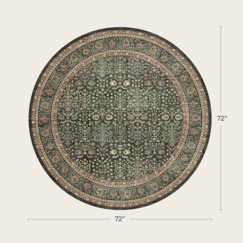 Lofus 6ft Washable Area Rug for Living Room, Non-Slip Green Boho Carpet - Image 2
