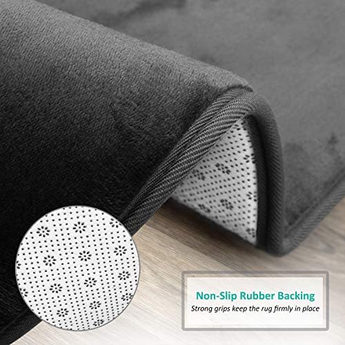 Clara Clark Bathroom Rugs, Velvet Memory Foam Bath Mat, Non-Slip, Machine Washable Bath Rugs - Dries Quickly, Ultra Soft Plush Bath Mats for Bathroom, 17 x 24, Black - Image 4