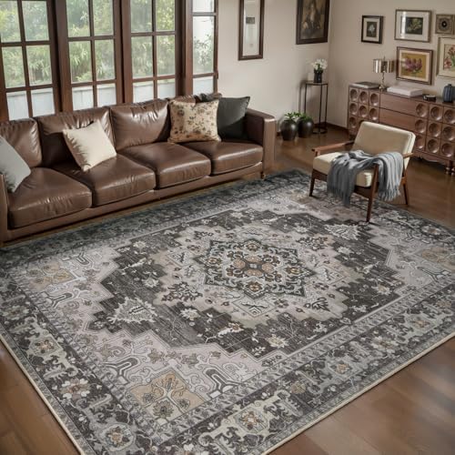Tangsoo Vintage 5x7 Washable Area Rugs for Living Room, Indoor Non Slip Rug by Tangsoo