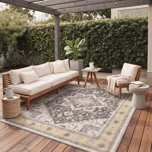 GENIMO 8x10 Outdoor Rug, Washable Quick Dry for Patio, Dusty Ochre - Image 3