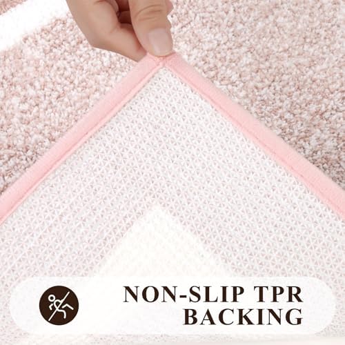Pauwer Bathroom Rug Sets 3 Piece, Non Slip Washable Bath Mat, Dusty Pink - Image 5