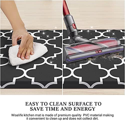 WISELIFE Kitchen Mats and Rugs Cushioned Anti-Fatigue, 17.3"x 28", Black - Image 5