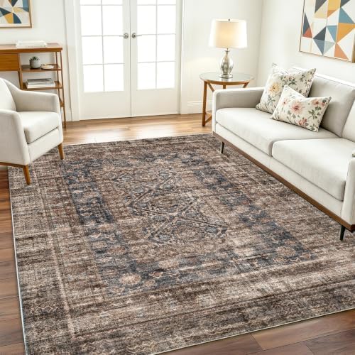 CHAMPLANT Washable Area Rug 10'x14' Boho Design Non-Shedding Easy Care Ideal for High Traffic Areas in Living Room Bedroom Office Coffee Table Kitchen Large Carpet - Image 2