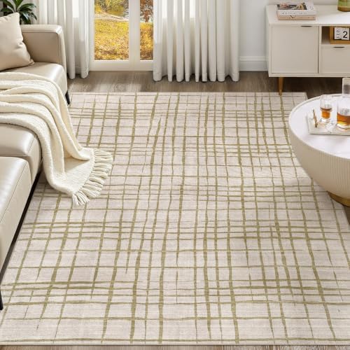 UERMEI 6x9 Area Rug Living Room Rugs Washable Neutral Green Brown Carpet by UERMEI