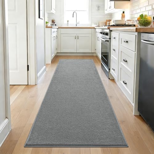 ISEAU 2x8 Soft Runner Rug for Hallway, Washable and Non-Slip, Grey by ISEAU