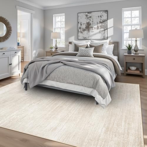 pmtsns Area Rugs 6x9 for Living Room: Washable Rug Modern Abstract Neutral Soft Non-Slip Low-Pile Indoor Carpet for Bedroom Dining Room Playroom Home Office (Beige, 6'x9') - Image 2