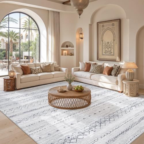 cotiled Boho 7x9 Area Rug for Living Room: Large Moroccan Washable Rug - Image 5