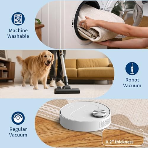 GarveeHome Scalloped Beige 2.5x8 Runner Rug for Hallway Washable Kitchen Rugs Non Slip Solid Modern Minimalism Soft Low-Pile Scalloped Indoor Carpet for Entryway Laundry Room Floor Mats - Image 5