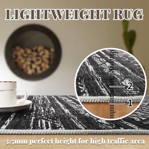 3x15 Runner Rug Washable Moroccan: Non Slip Hallway Floor Mat Charcoal - Image 5